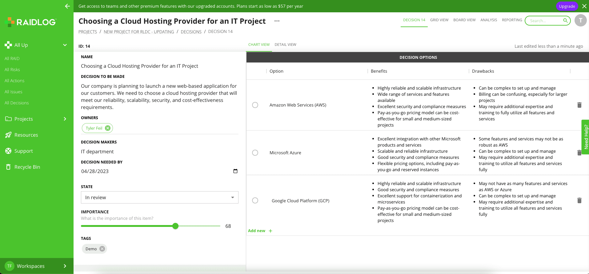 RAIDLOG.com's Decision View